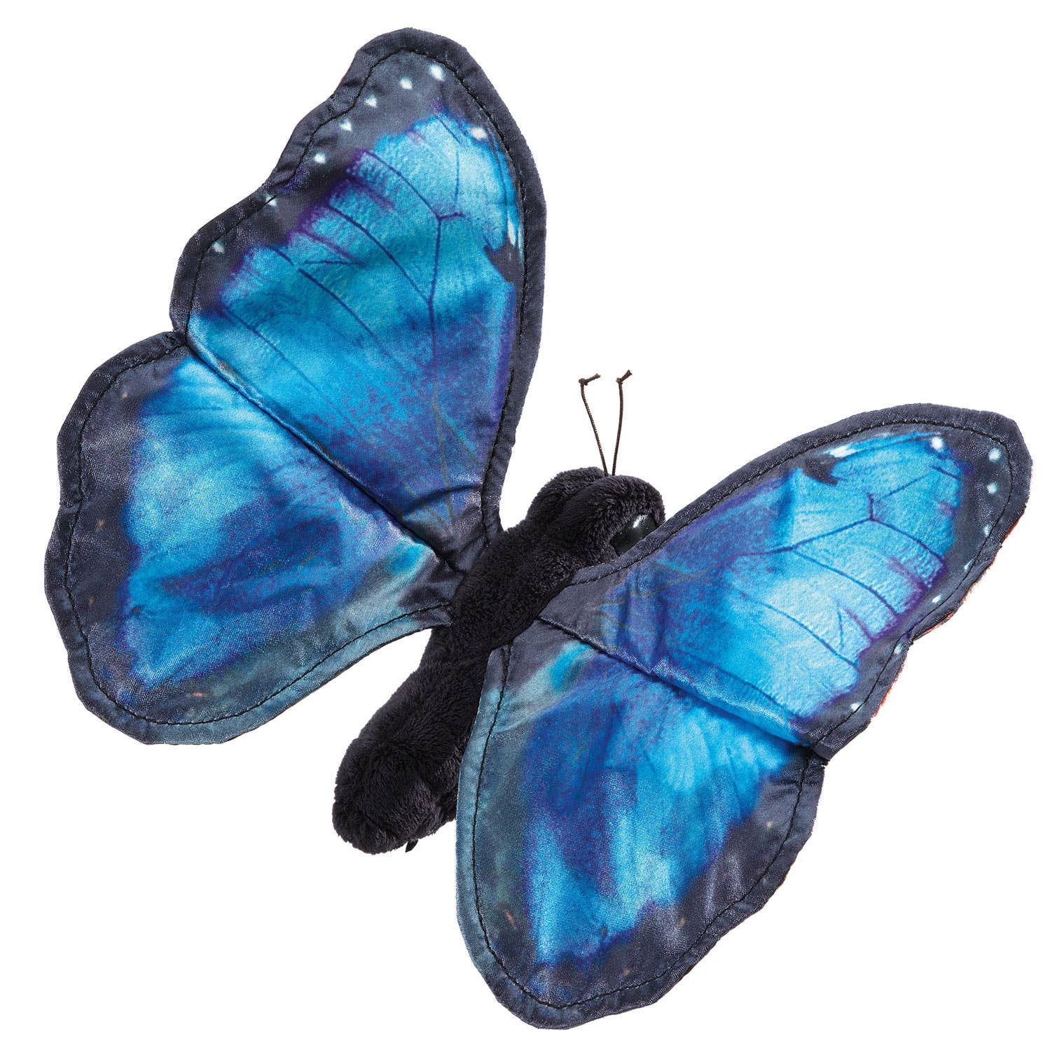Marionnette à main Papillon Morpho bleu/Papillon Morpho bleu 3215 Folkmanis réaliste