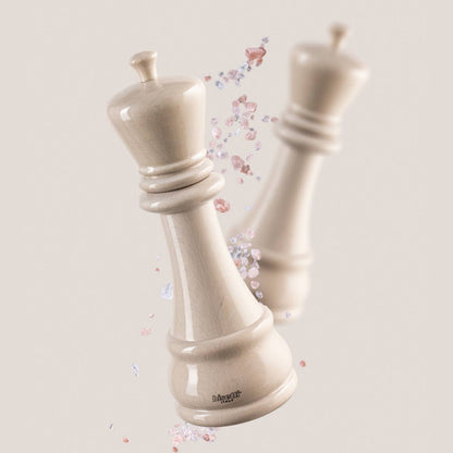 "Chess" spice grinder, white gloss lacquered beechwood