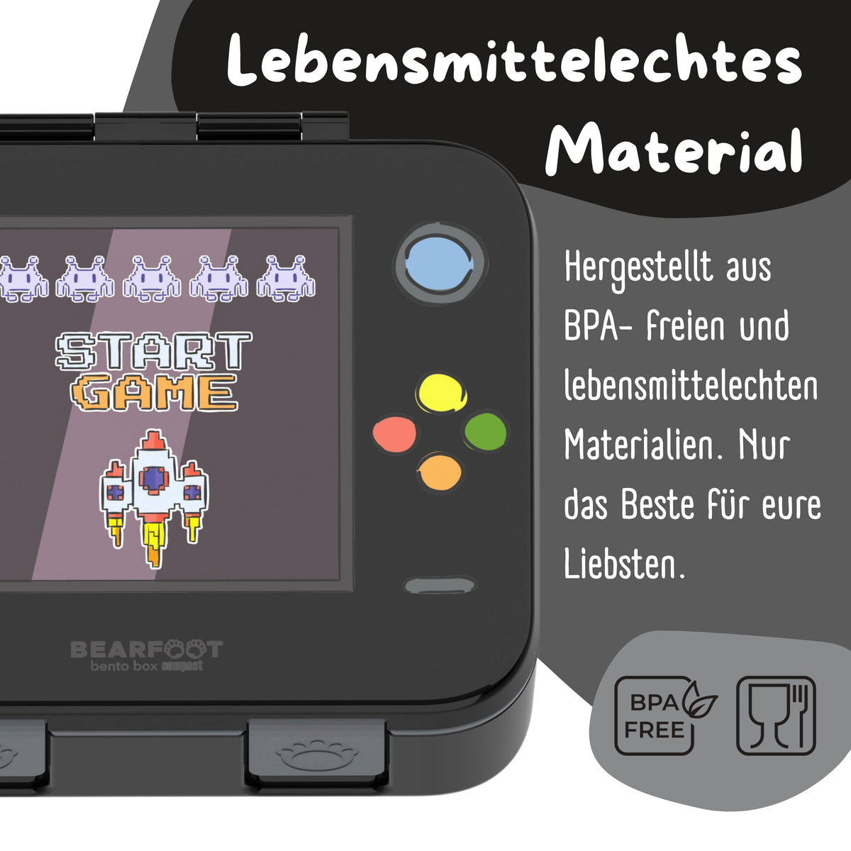 Brotdose mit Fächern, leicht & auslaufsicher - Game schwarz