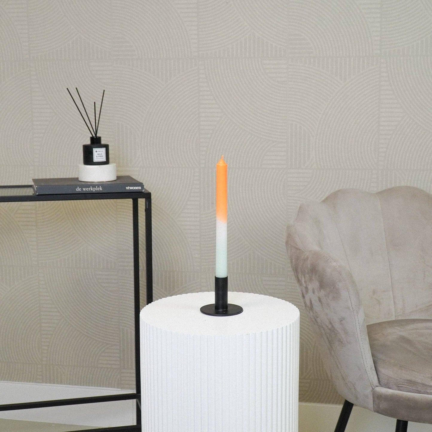 Bougeoir - Basique - Métal - Noir - 8x8x6,5cm