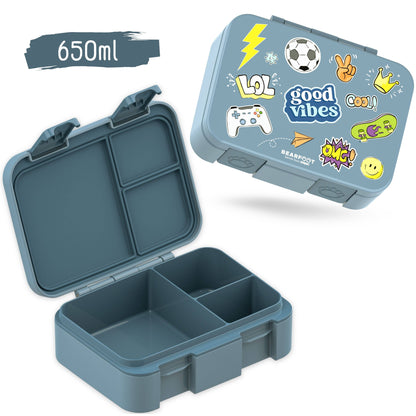 Boîte Bento COMPACT à Compartiments - Sticker Bleu