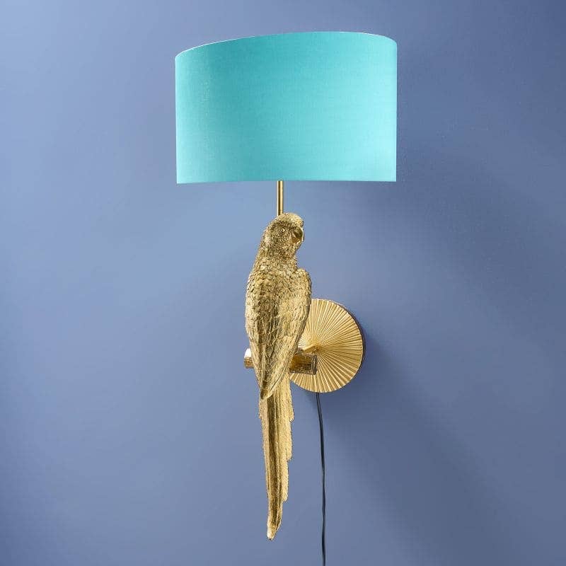 パーシー・パロット ウォールランプ、ゴールド/ターコイズ