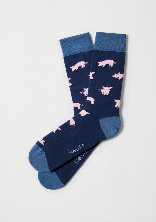 BePig Blue - Chaussettes en coton biologique à 100%