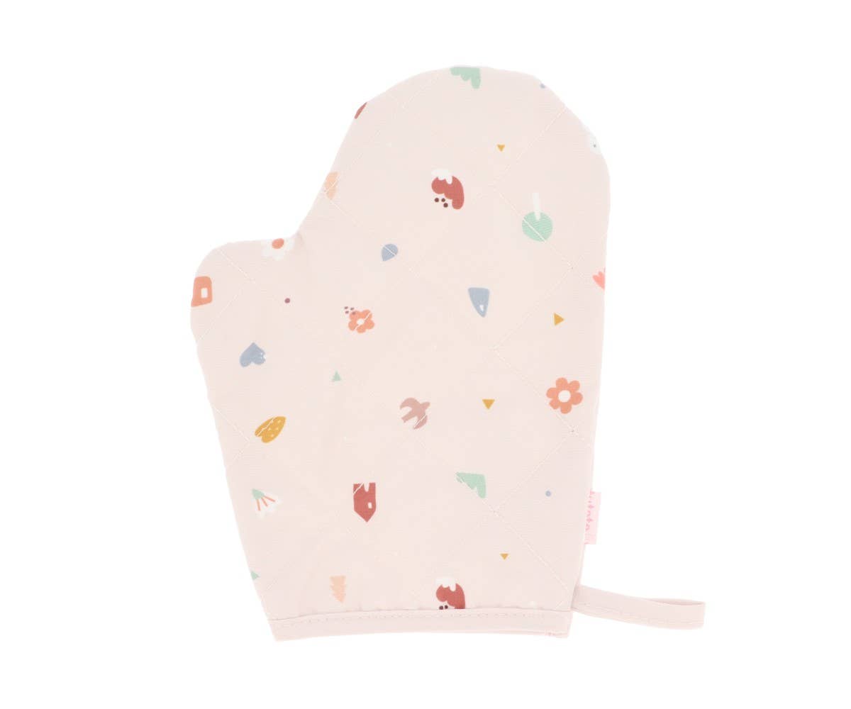 Juego de delantal y agarradera con diseño geométrico de la naturaleza