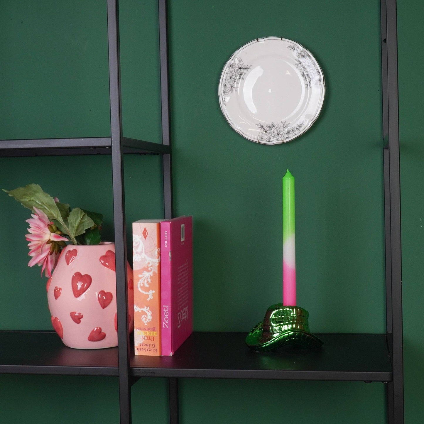 Bougeoir - Chapeau de cowboy - Vert - 13,5x11x7 cm