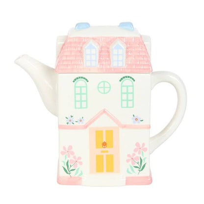 Pastel house-shaped teapot
