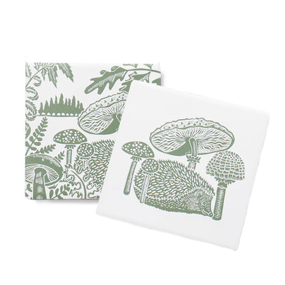 Sous-verres en céramique Woodland Mushroom Hedgehog vert