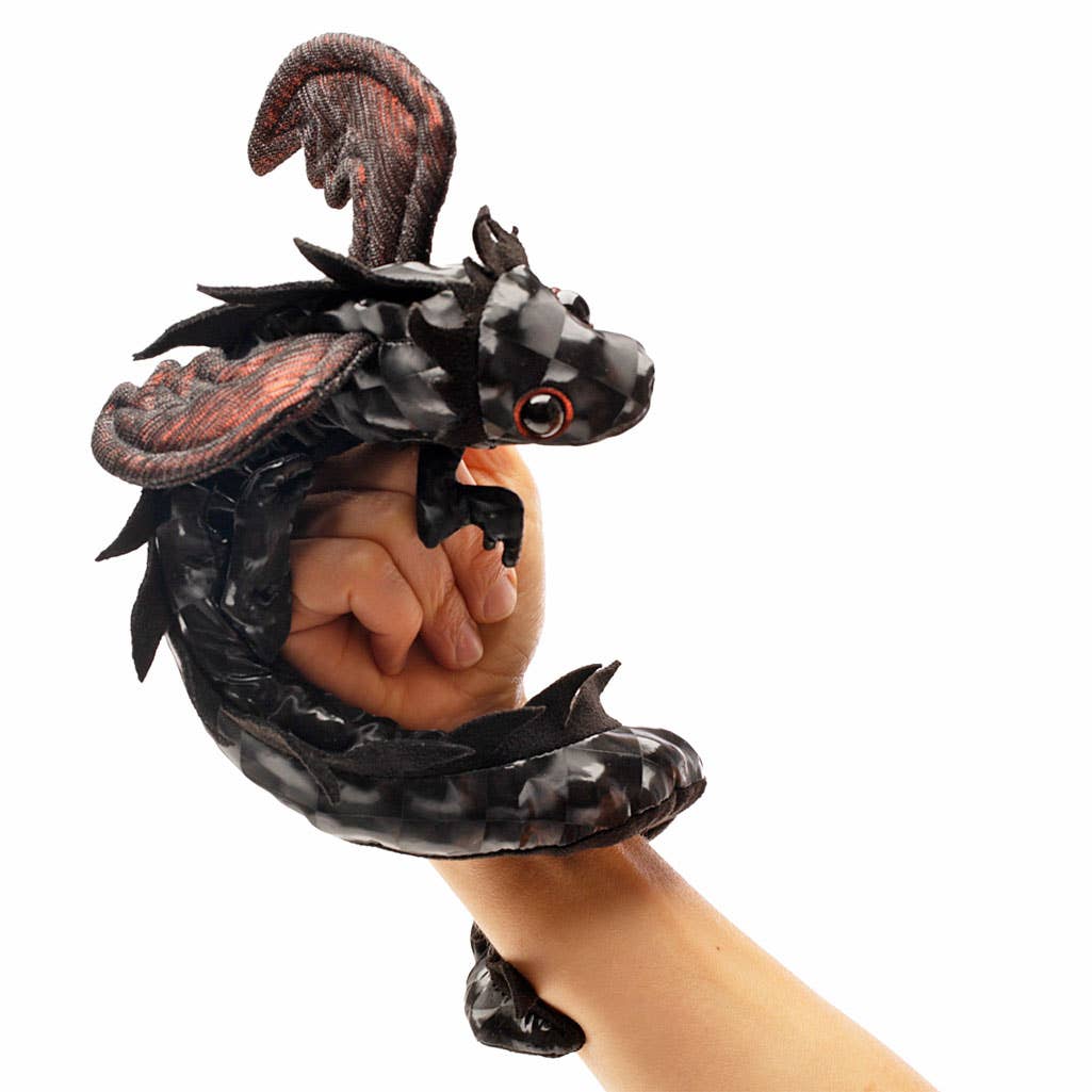 Pulseira de fantoche de dedo de dragão negro