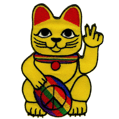 Parche con el símbolo de la paz del gato ondeando