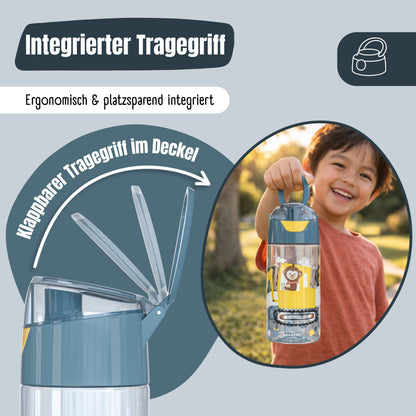 Kids' Water Bottle, Lightweight Water Bottle - Excavator & Monkey