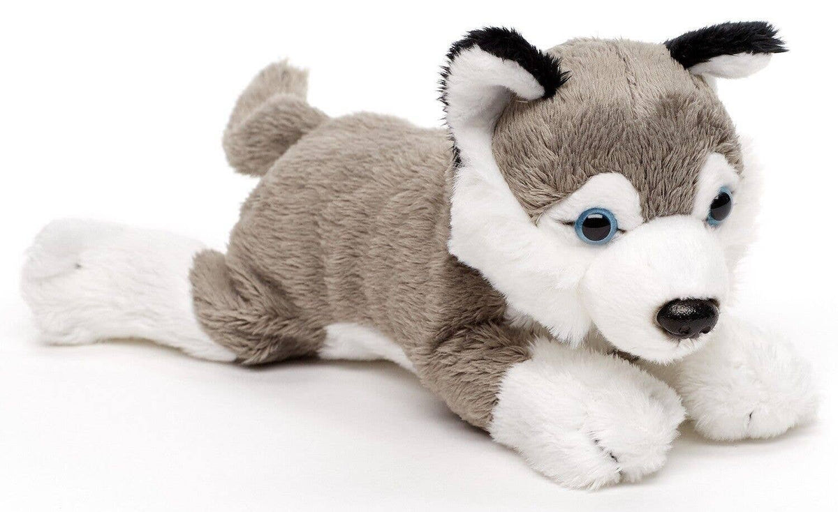 Peluche Husky gris allongé – 22 cm