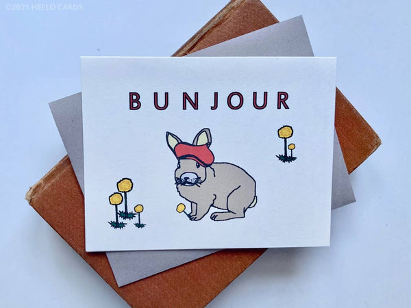 Carte de vœux lapin « Bunjour »