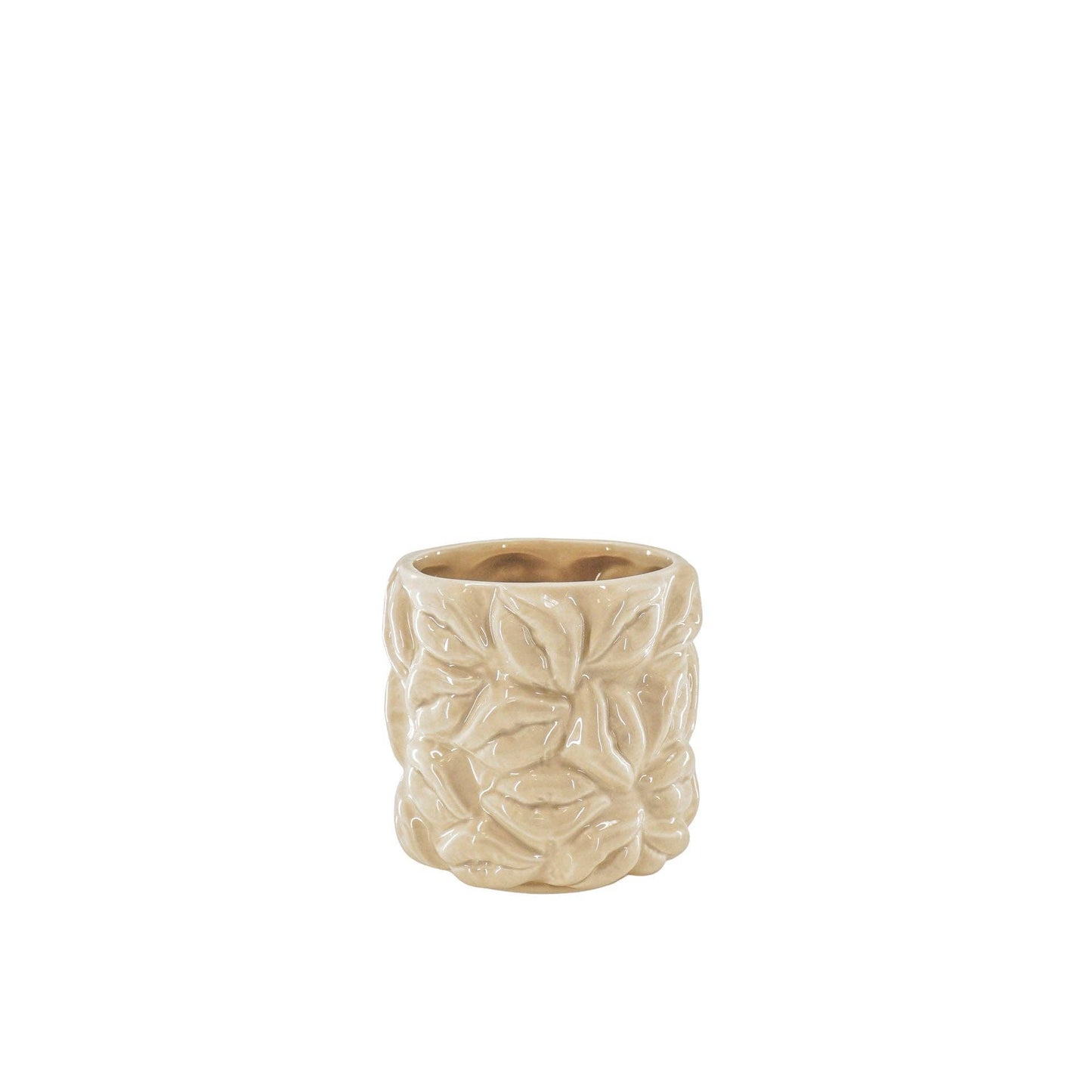 Vaso - Beijos - Cerâmica - Bege - 11x11x11,5cm