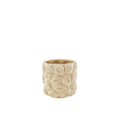 Vaso - Beijos - Cerâmica - Bege - 11x11x11,5cm