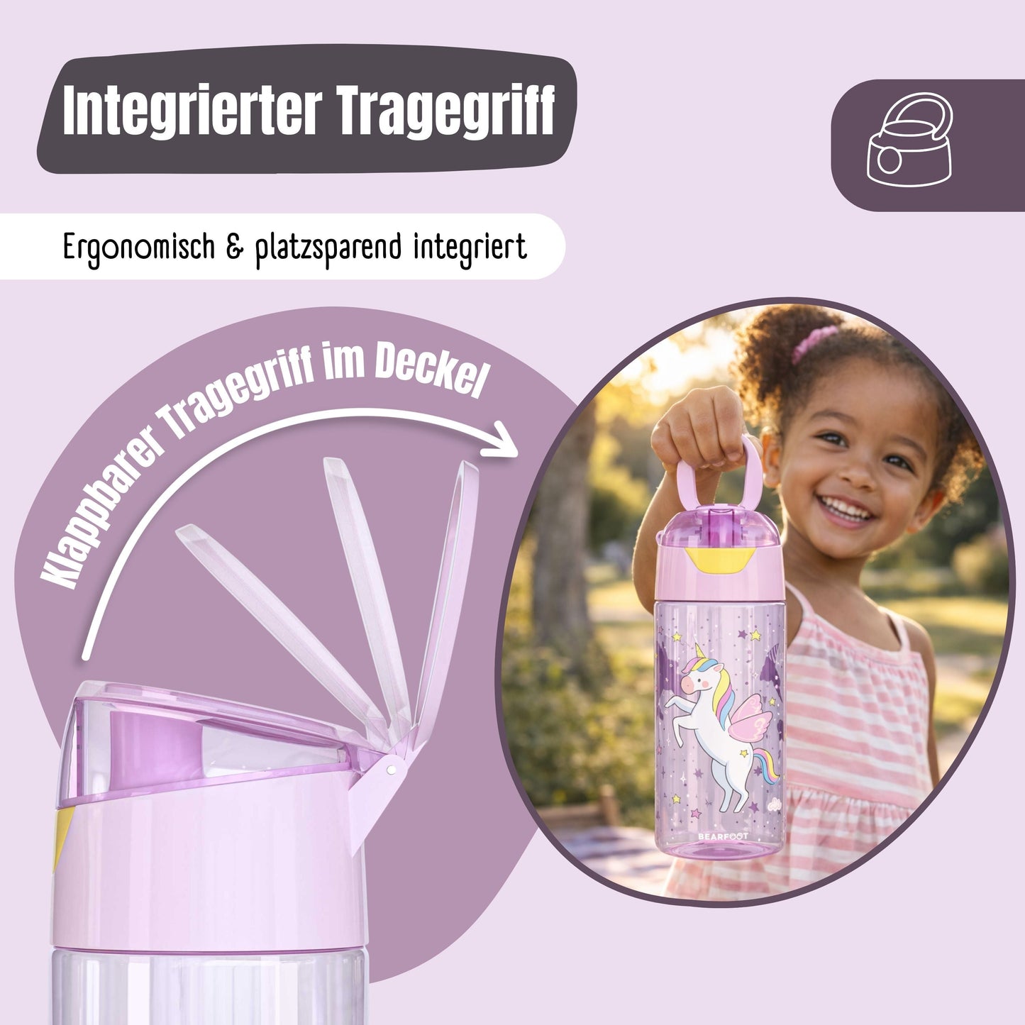 Trinkflasche Kinder, leichte Wasserflasche - Lama