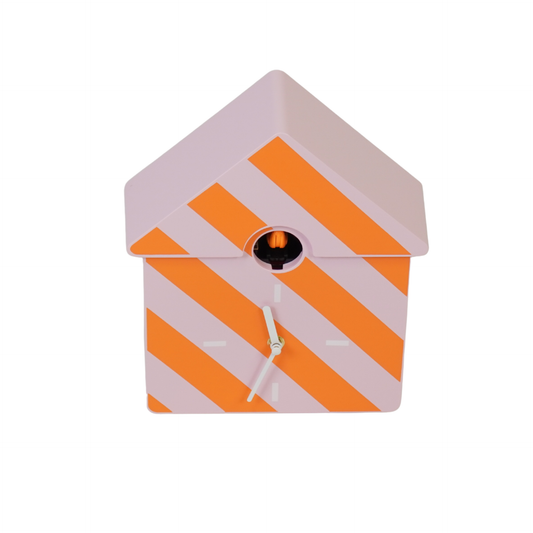 Horloge - Horloge murale coucou - Motif - Orange/Rose - 24x27x9cm