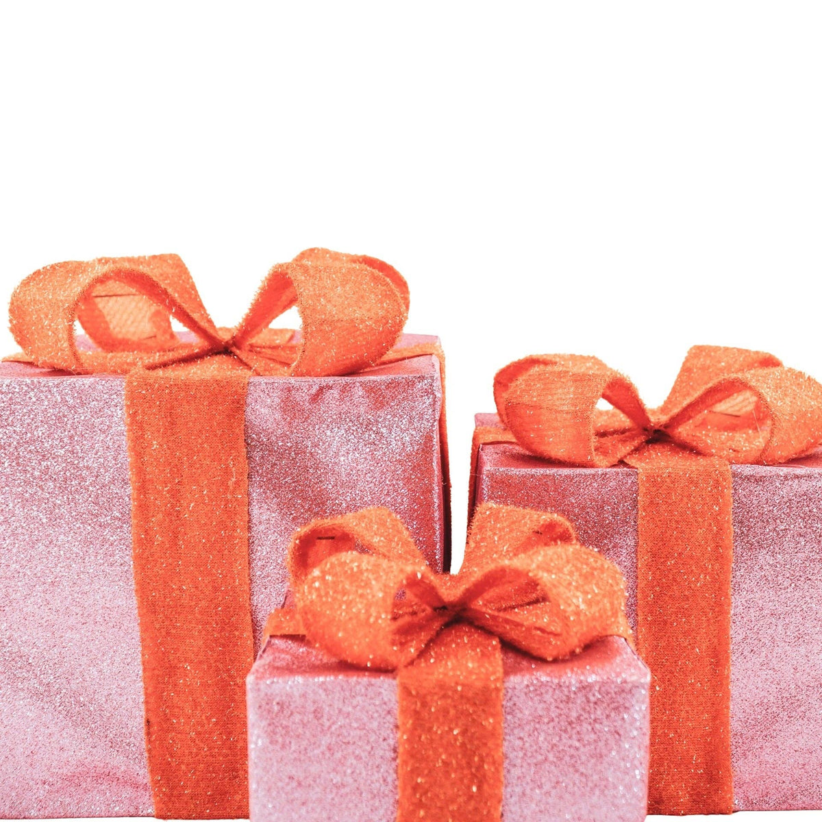 LED-kerstcadeau - S3 - Polystyreen - Roze/Oranje - 15/20/25 cm