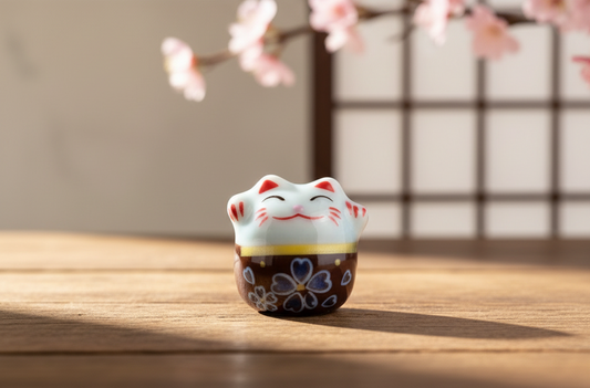 Gato de la suerte perla blanco y marrón