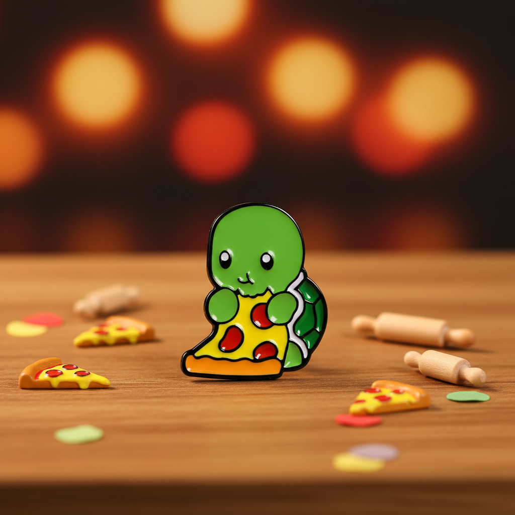 Schildkröten-Pin mit Pizza