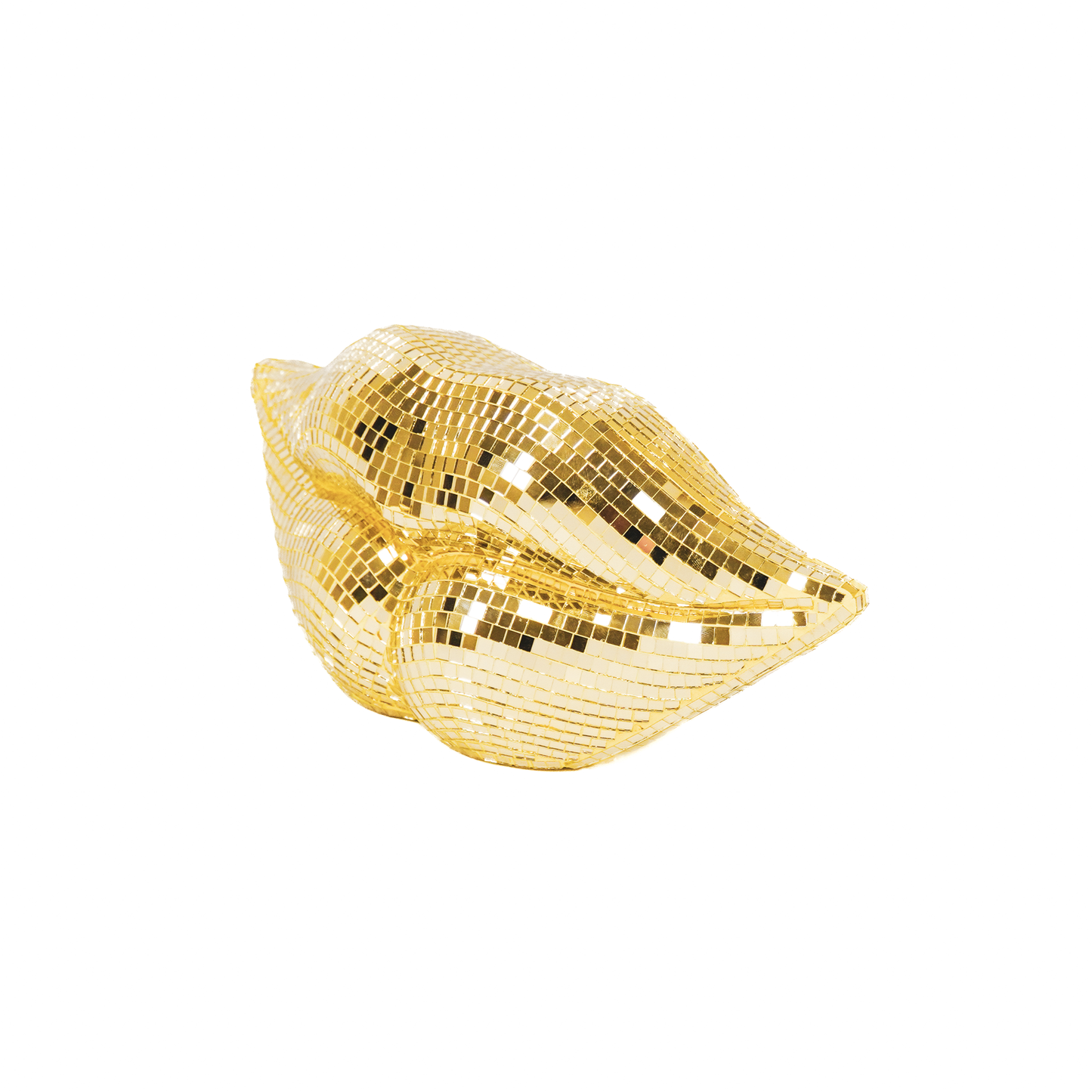 Adorno - Disco - Labios - Vidrio - Dorado - 29x10x13,5 cm