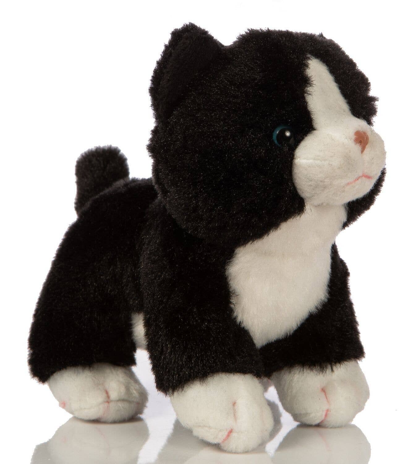 Baby cat (black and white), standing - cuddly toy/plush
