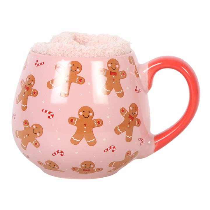 Gingerbread Christmas mug and stocking set