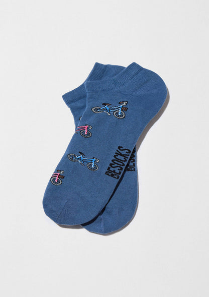 BeBicycle Blue - 100% Organic Cotton Ankle Socks