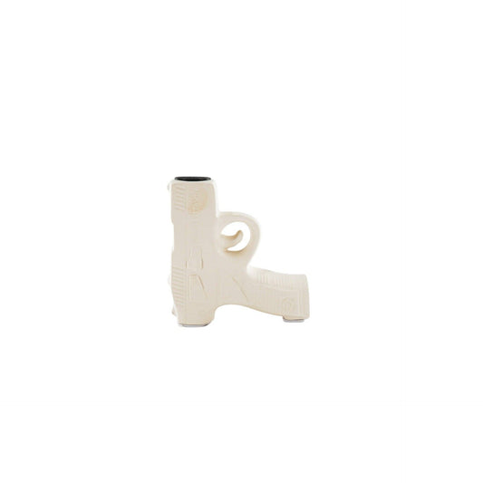 Bougeoir - Pistolet - Céramique - Blanc - 12x5x12cm
