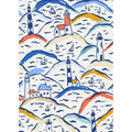 灯台の風景が描かれたティータオル、71×51cm