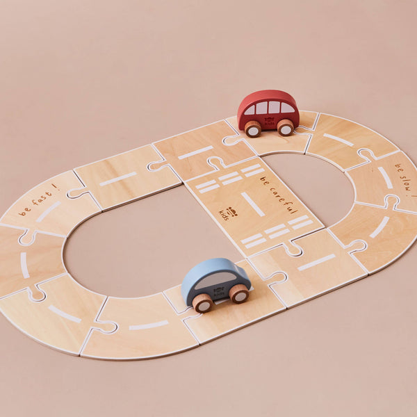 Article Enfant Piste de Route avec Jouets pour Véhicules en Bois Just Bee Kids