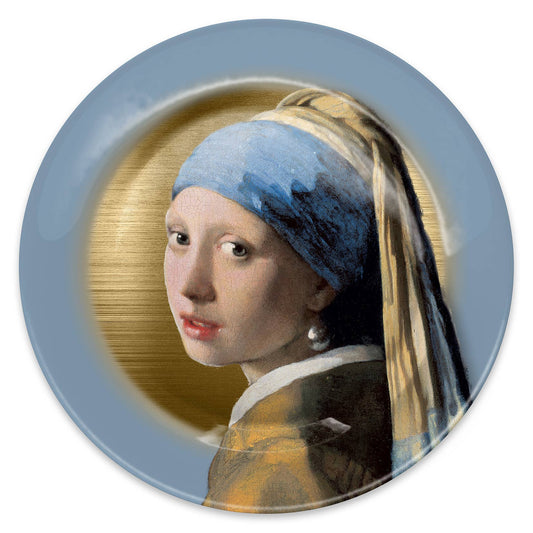 assiette en metal la fille a la perle de vermeer 26 cm