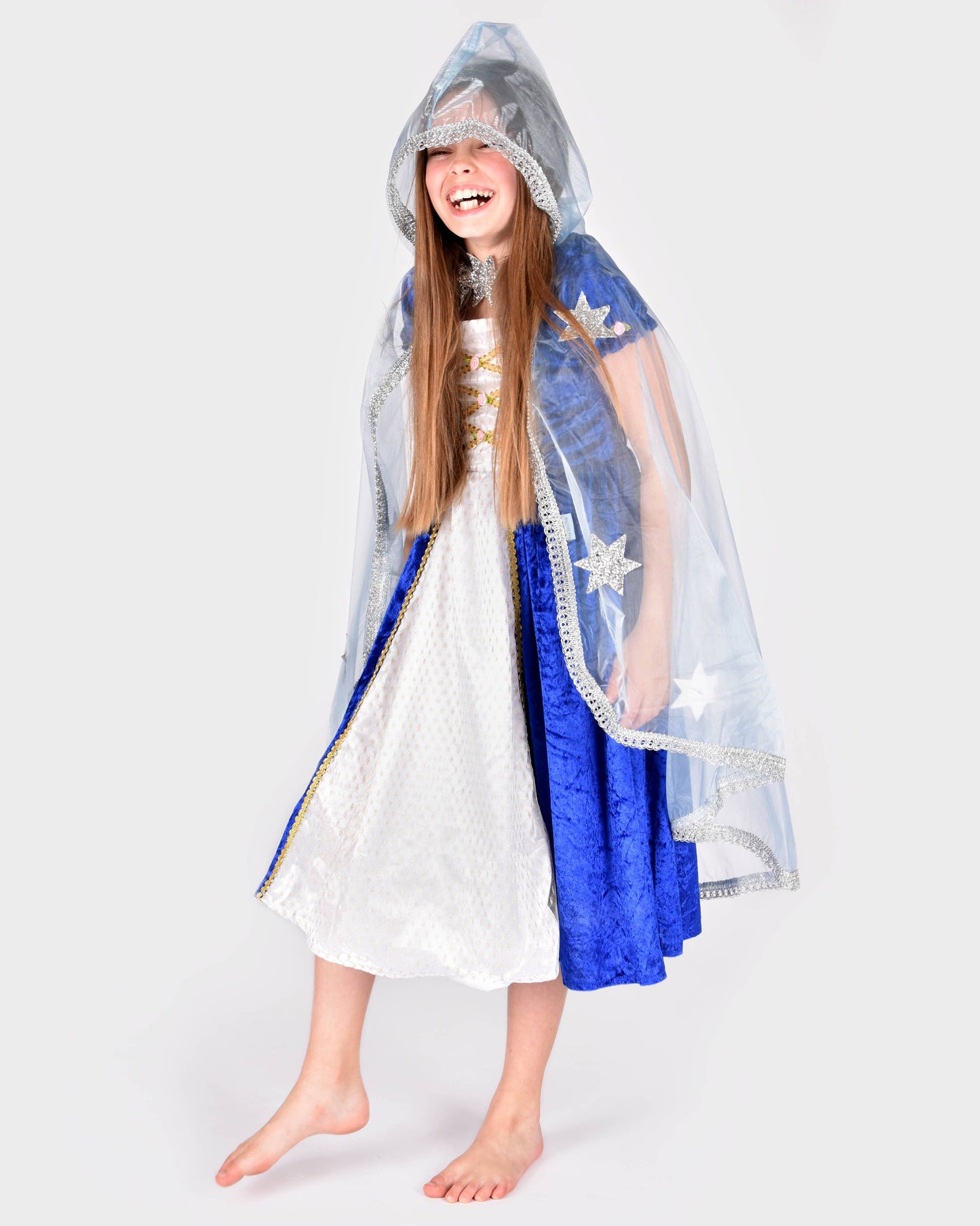 Blue organza Princess cape 98-128 cm 3-8 years