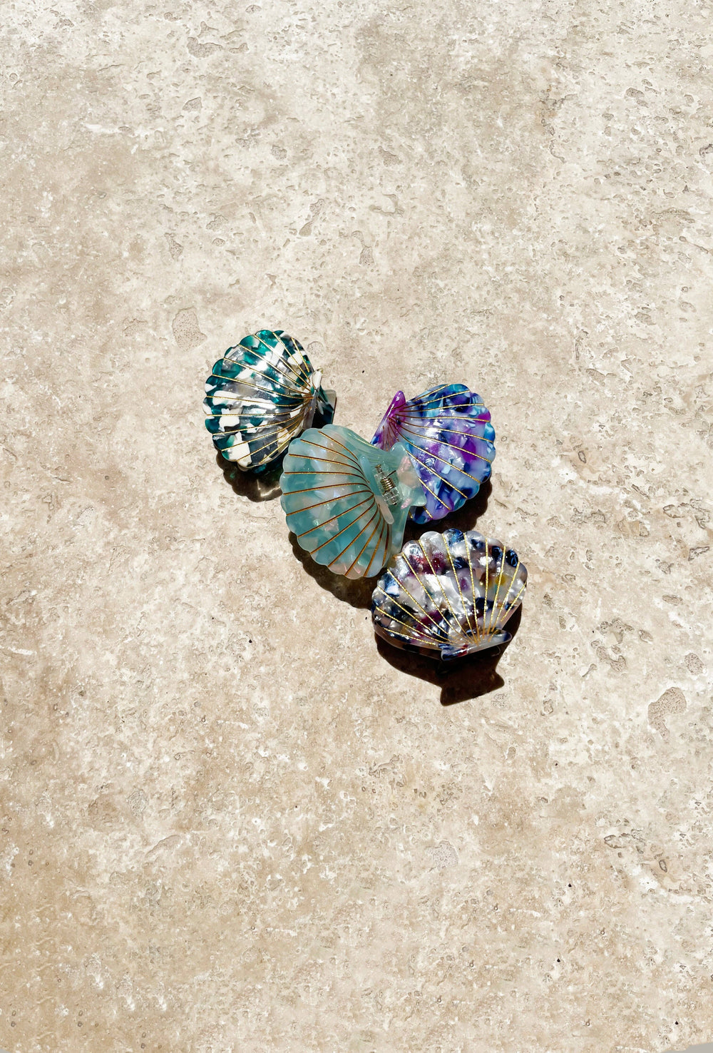 Pince à Cheveux Coquillage Pailletée Or