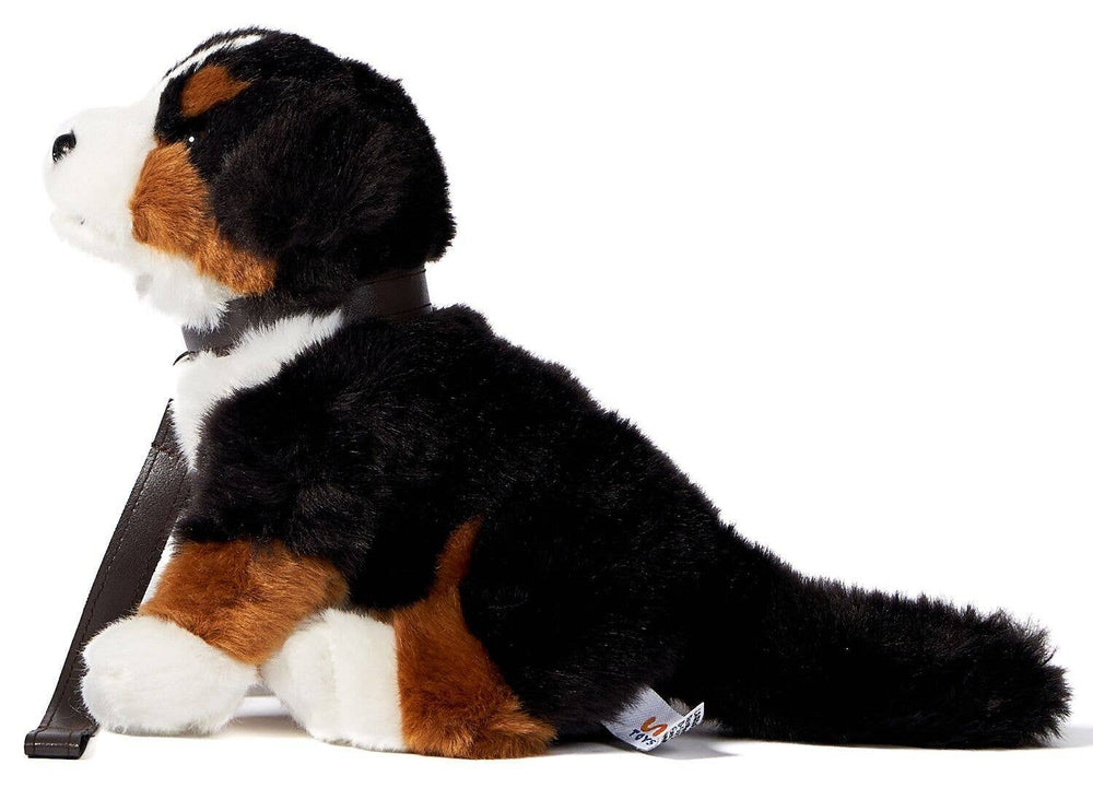 Peluche Chiot Bouvier Bernois, Assis - Avec Laisse - 19 cm (Hauteur)
