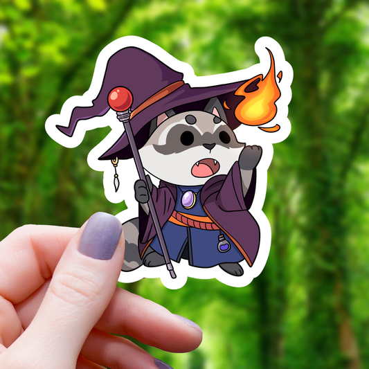 TTRPG Wizard Raccoon Sticker