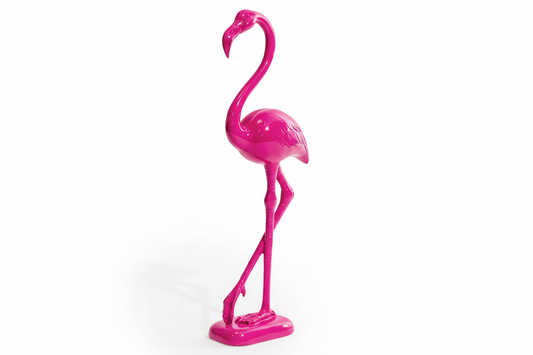 Staande elektrisch roze flamingo-figuur