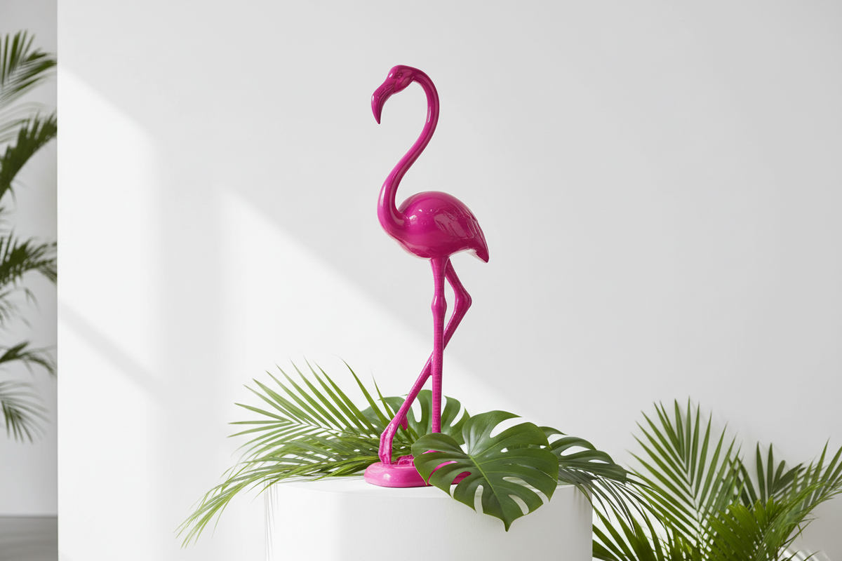 Staande elektrisch roze flamingo-figuur