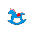 Abridor de garrafas magnético em forma de cavalo de baloiço azul