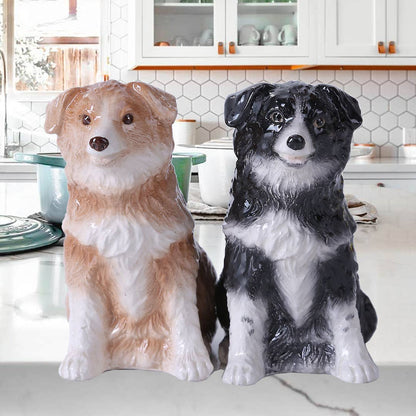 Set di saliera e pepiera in ceramica a forma di Border Collie
