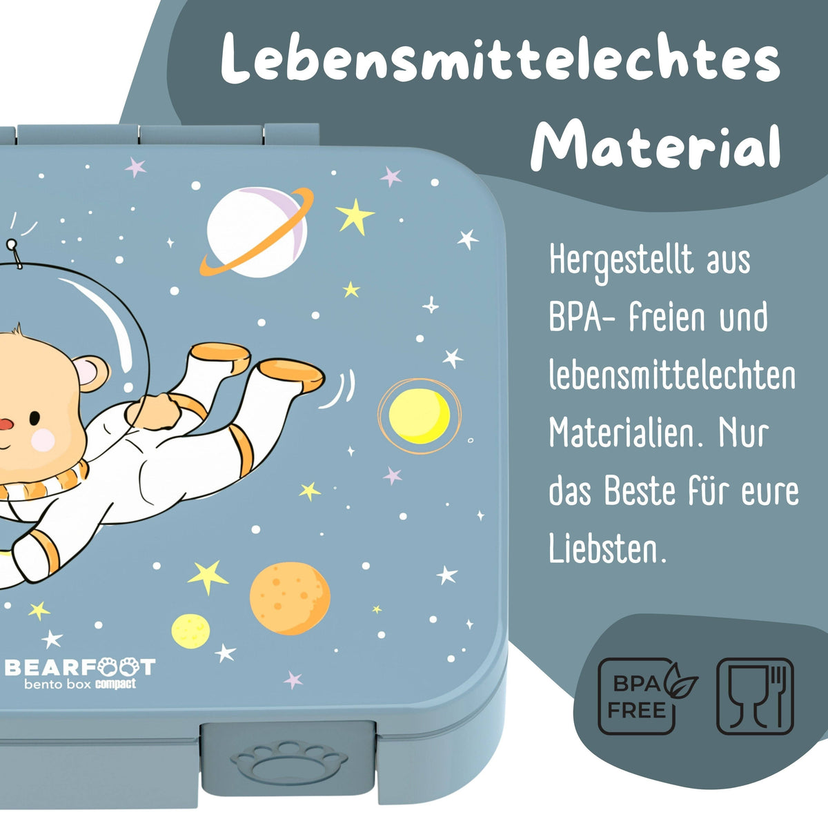 Brotdose mit Fächern, leicht & auslaufsicher - Bär blau