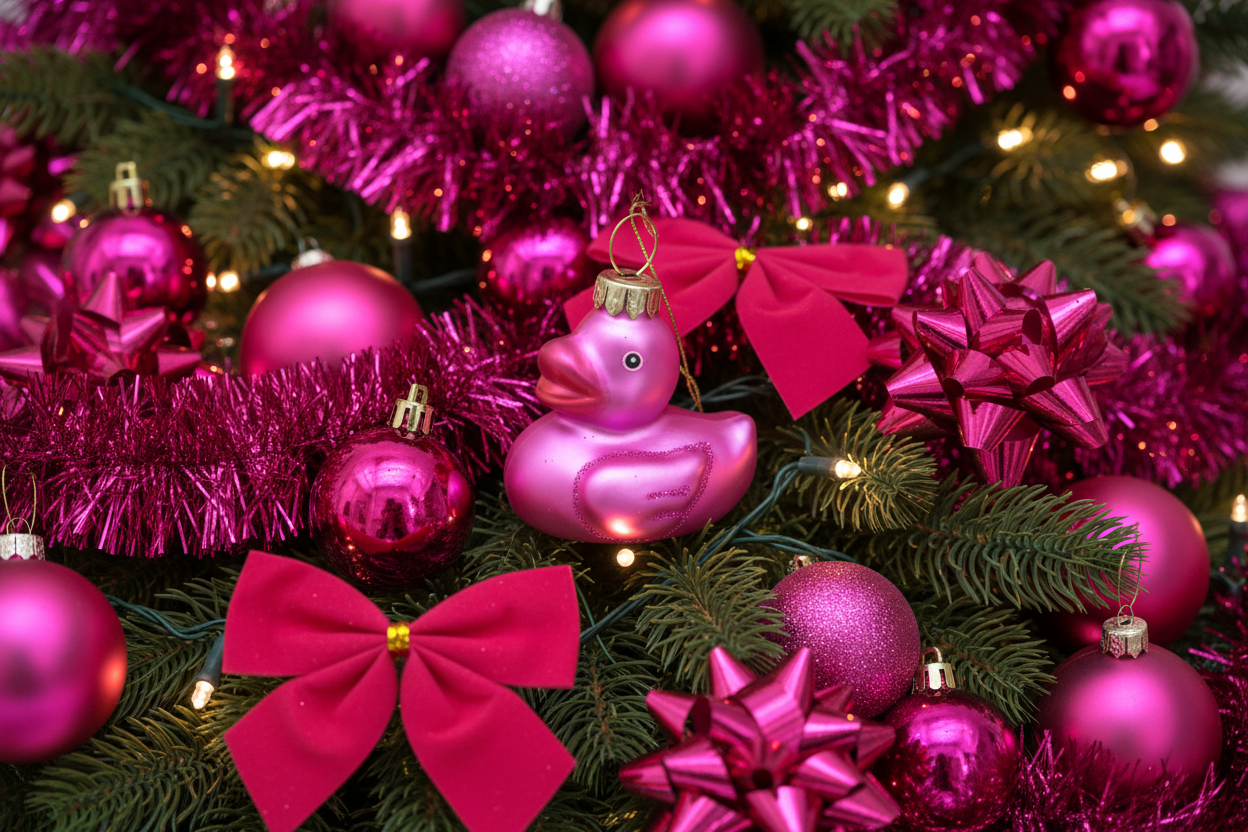 Roze badeend kerstbal