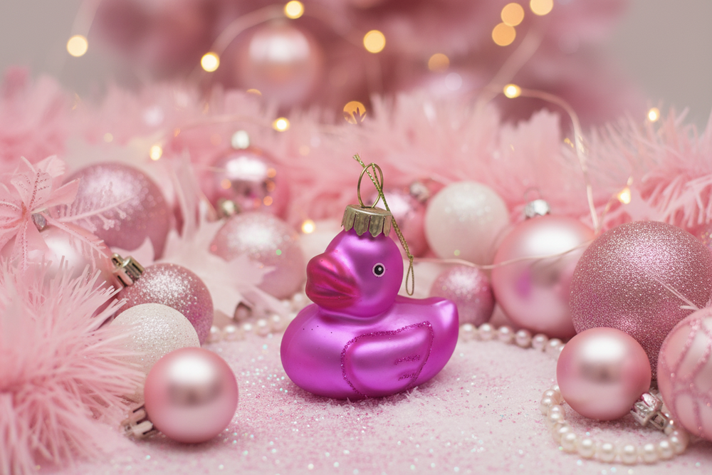 Boule de Noël Canard de Bain Rose