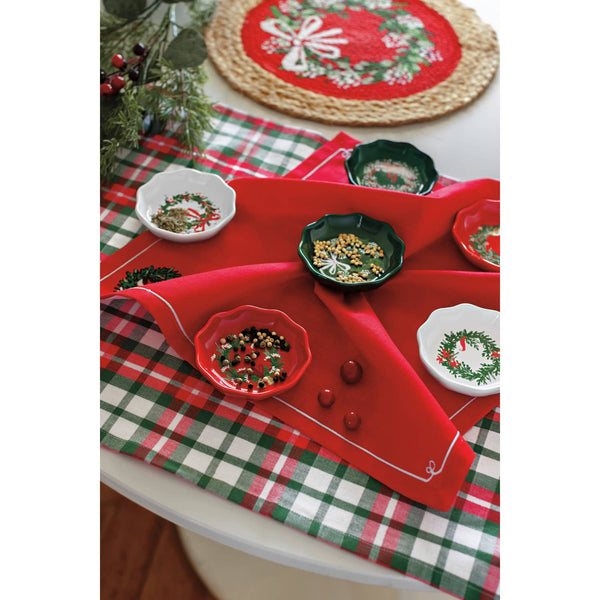 Set mit 2 weihnachtlichen Geschirrtüchern in Form von Kränzen