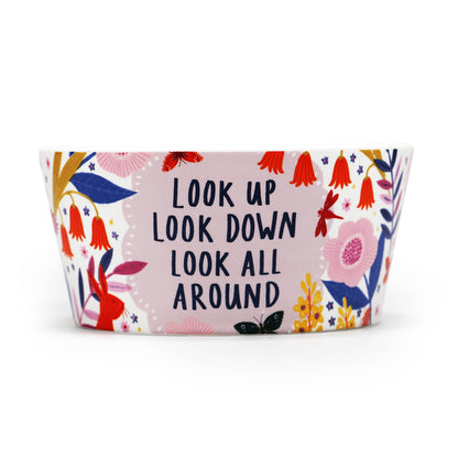 Bol en céramique à fleurs - message positif
