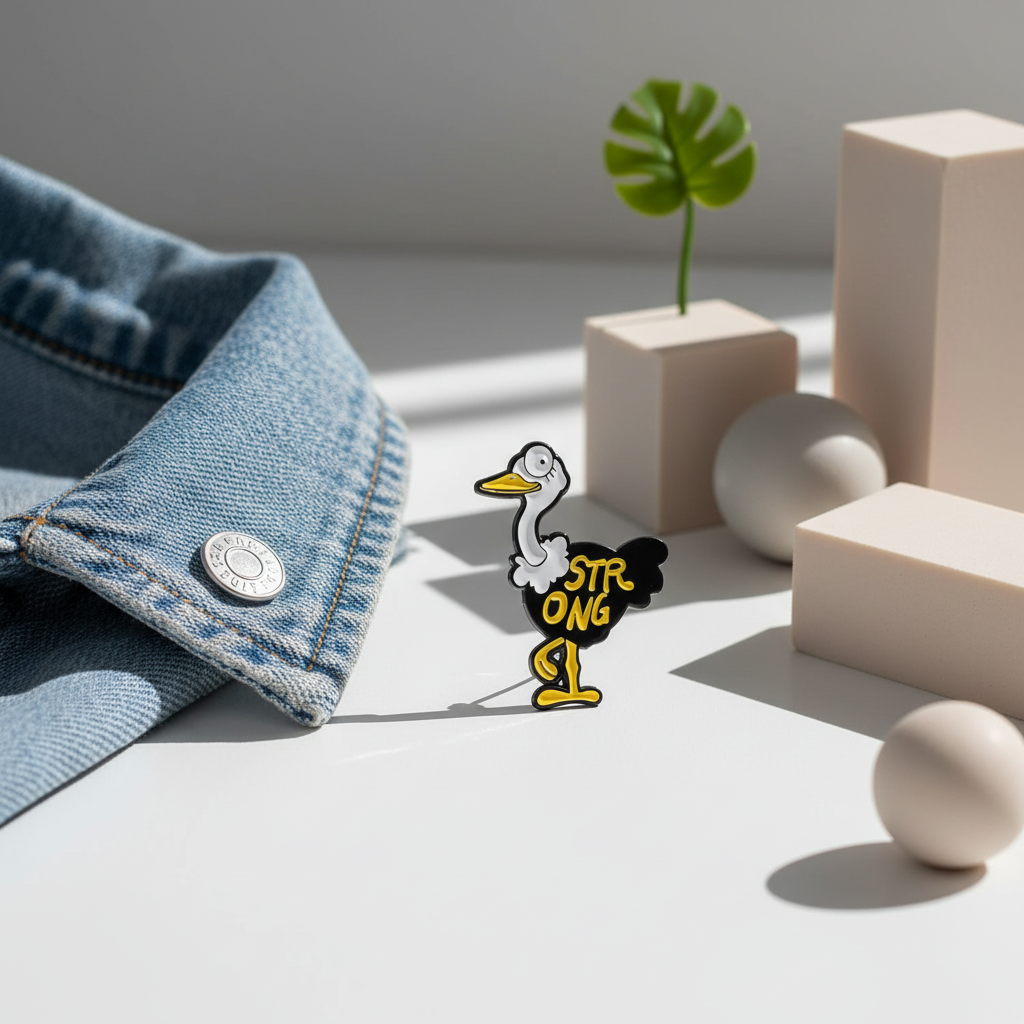 "Strong" Ostrich Pin