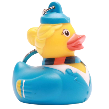 Llavero de pato con azafata rubia