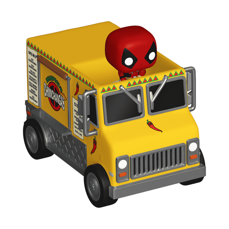Bitty Pop! rijdt op Deadpool in een chimichanga-truck