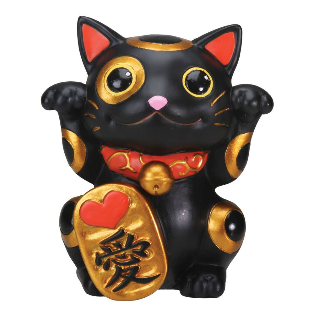 黒猫の招き猫の置物