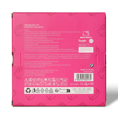 Hello Kitty pink tealight candles, pack of 50, Dream City scent