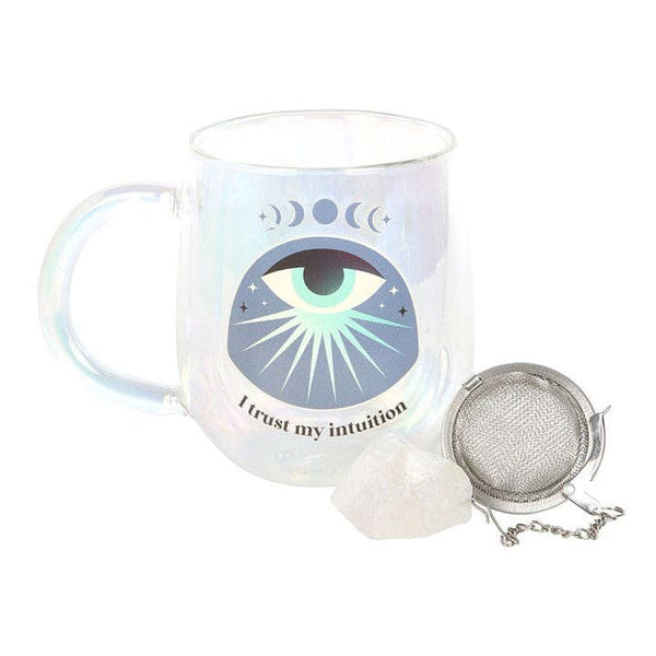 Intuition doppelwandiger Glasbecher mit Aura-Kristall-Tee-Ei